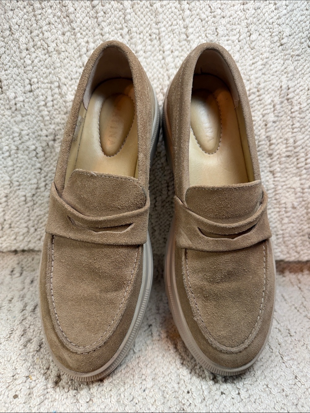 Portland Leather Women's Suede Heeled Loafers in Taupe